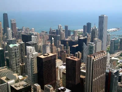 Vista aerea del centro de la ciudad de Chicago