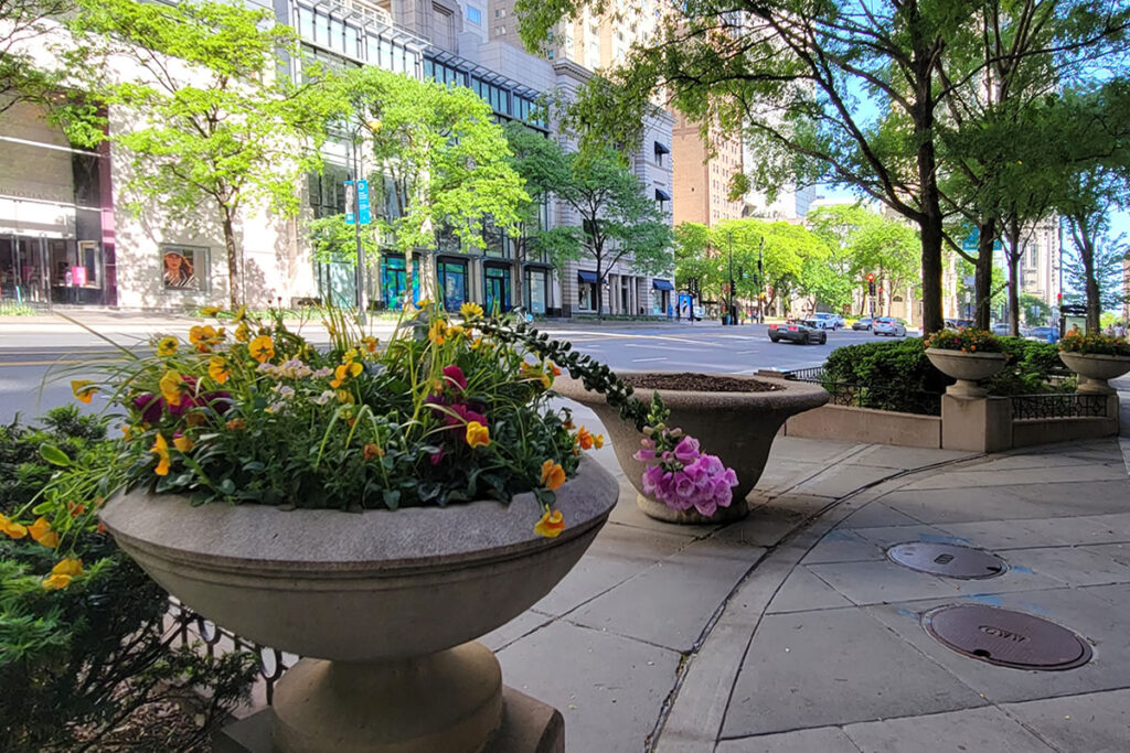 Tiendas de lujo y rascacielos en la Magnificent Mile de Chicago.